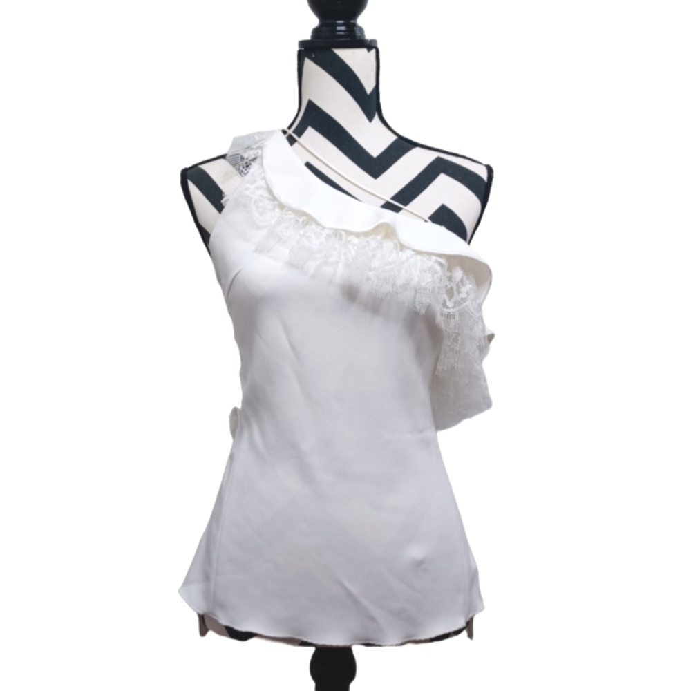 NWT Adam Lippes Strappy Ruffled Lace Trim Top - Picture 2 of 14